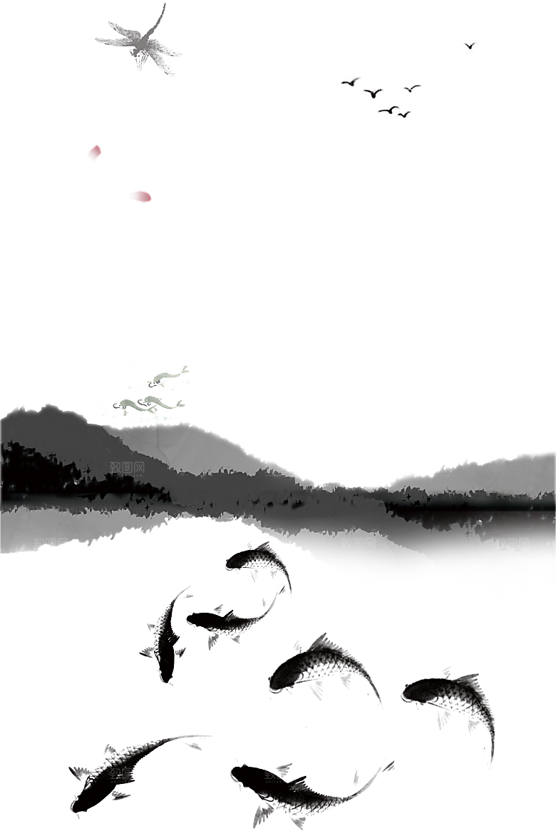 古风水墨山水中国风背景素材