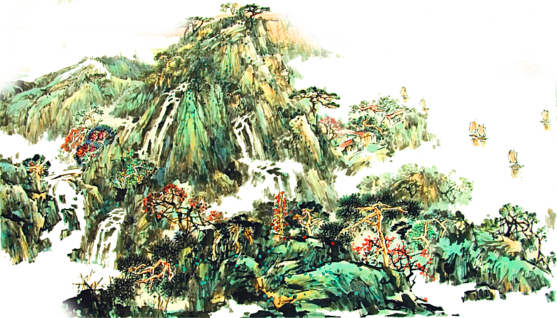 古风水墨山水中国风背景素材