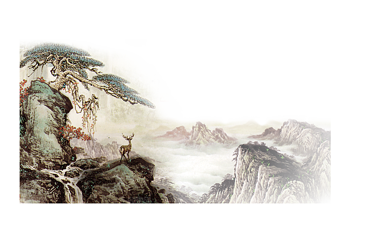 中式山水山脉山峰背景元素