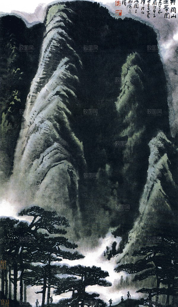 中式山水山脉山峰背景元素