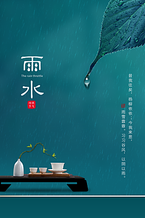 地产雨水节气简约大气海报