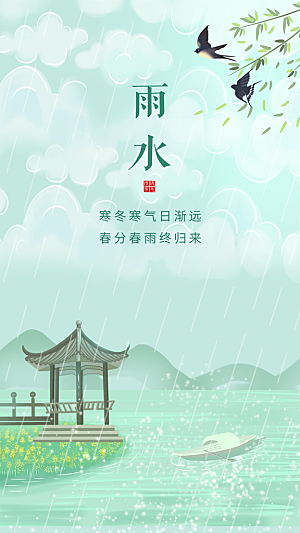 地产雨水节气简约大气海报