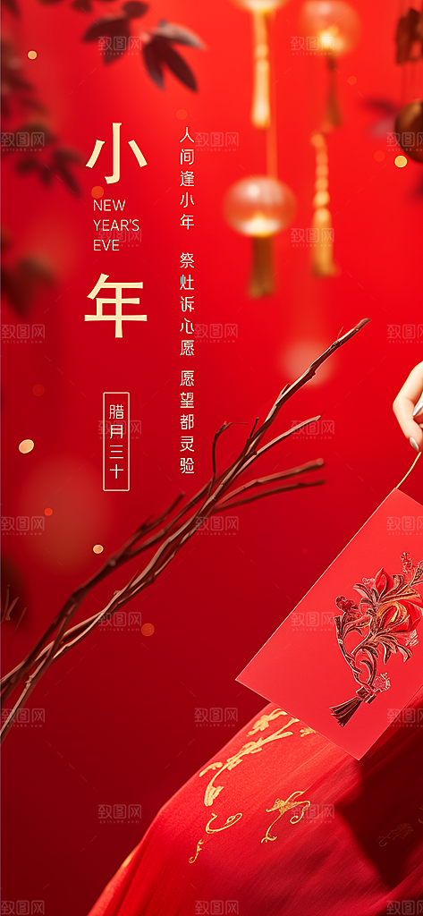 小年纳福新年春节海报