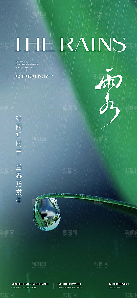 雨水节气海报单图