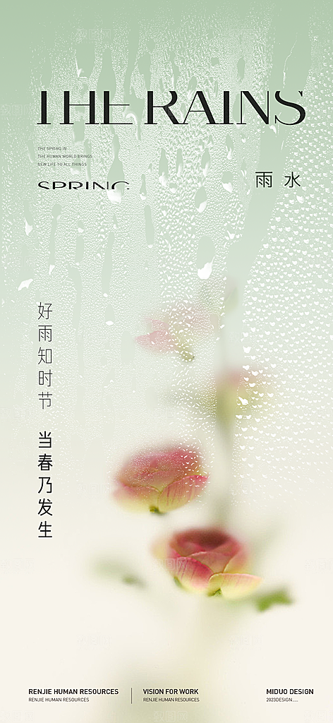 雨水节气海报单图