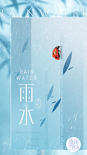 雨水节气简约大气海报