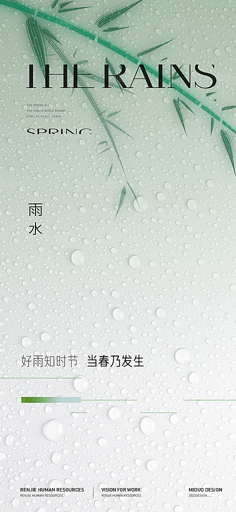 雨水节气海报单图