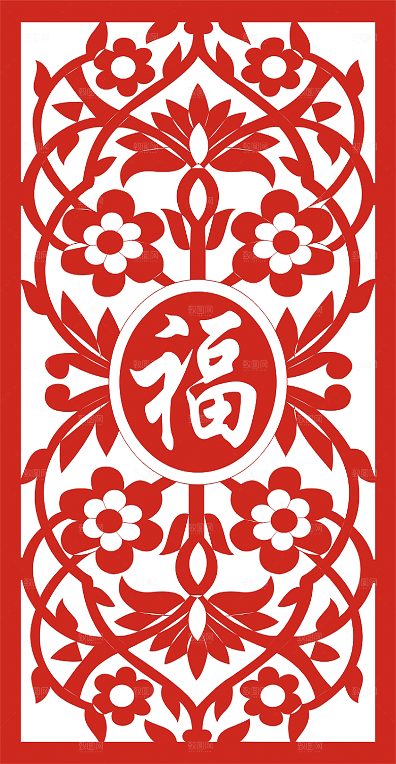 古风花纹边框装饰免扣元素