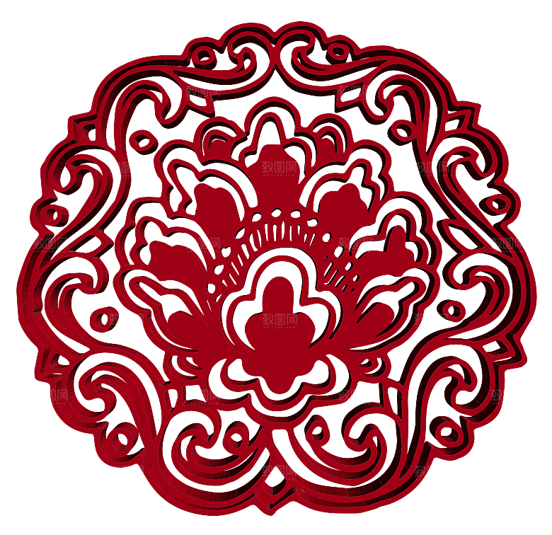 中国风传统花纹窗花边框元素