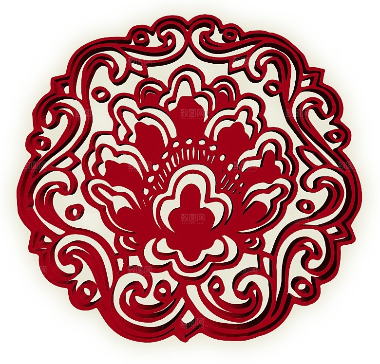 中国风传统花纹窗花边框元素