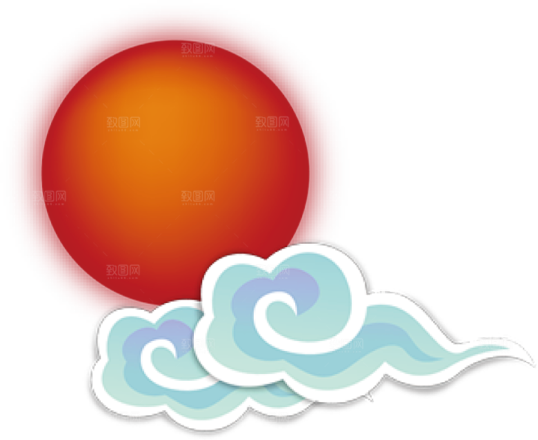 中国风花纹边框祥云PNG素材