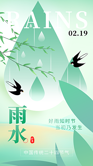 地产雨水节气简约大气海报