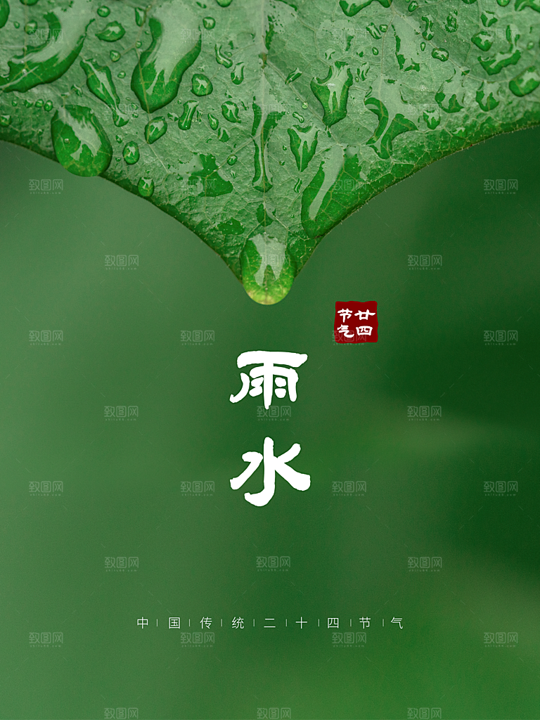地产雨水节气简约大气海报