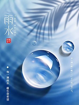 地产雨水节气简约大气海报