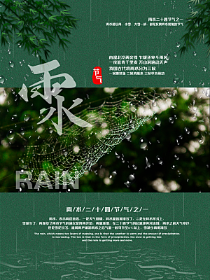 地产雨水节气简约大气海报