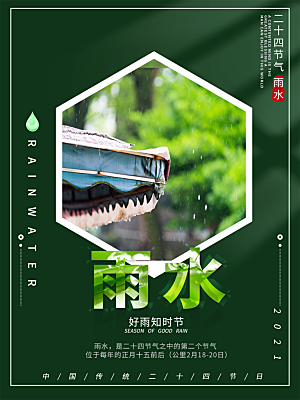 雨水节气简约大气海报