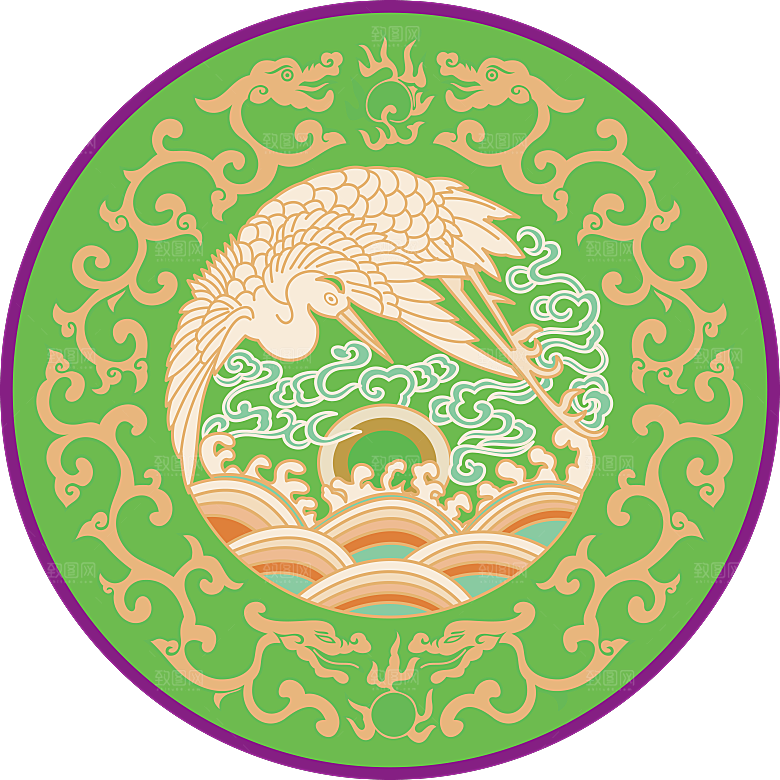 简约大气刺绣图案免扣元素