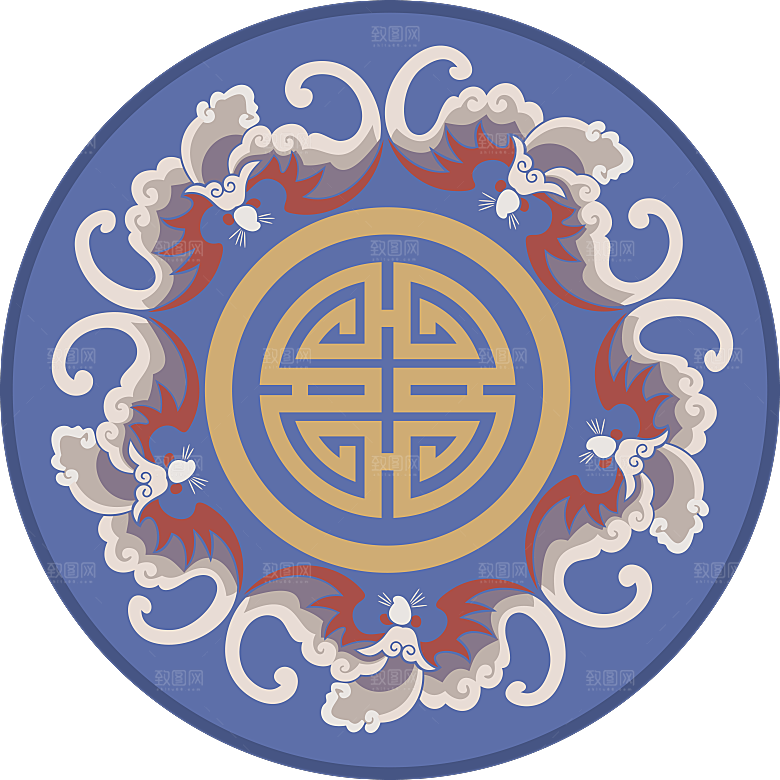 简约大气刺绣图案免扣元素