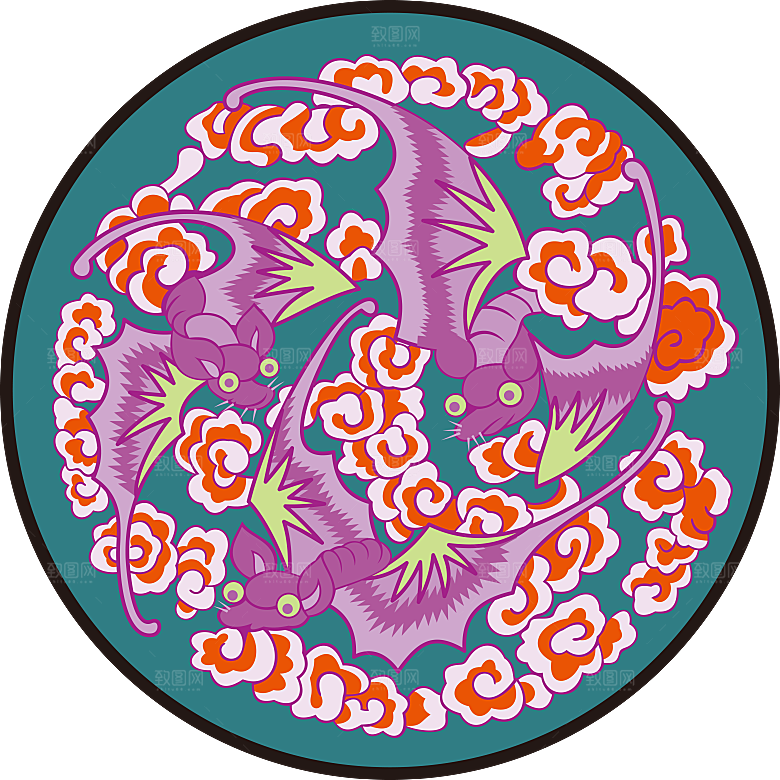简约大气刺绣图案免扣元素