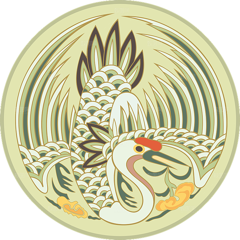简约大气刺绣图案免扣元素