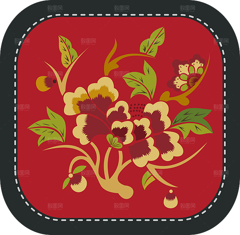中国风中式传统刺绣图案花鸟模版