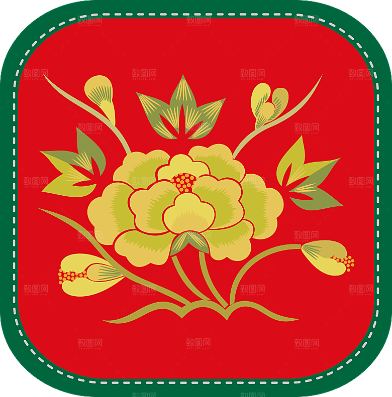 中国风中式传统刺绣图案花鸟模版