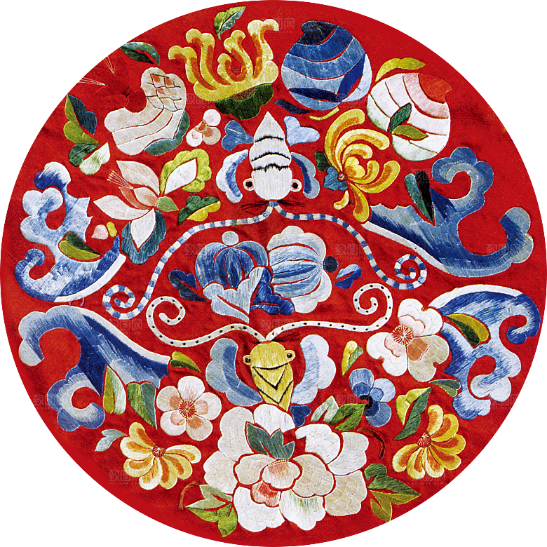 中国风中式传统刺绣图案花鸟模版