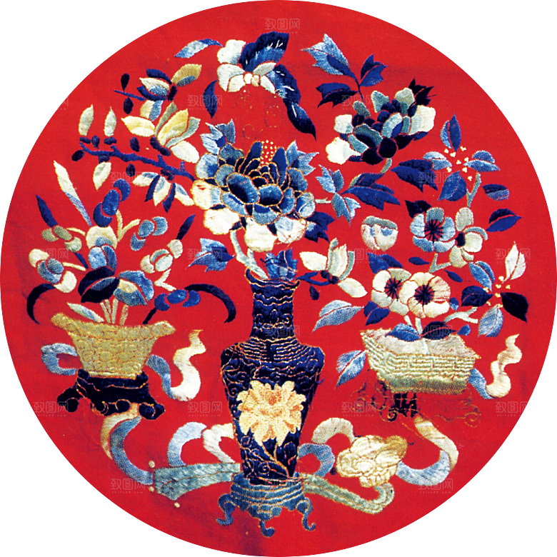 中国风中式传统刺绣图案花鸟模版