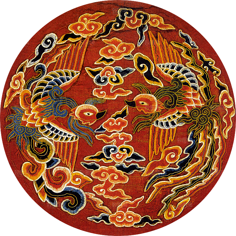 中国风中式传统刺绣图案花鸟模版