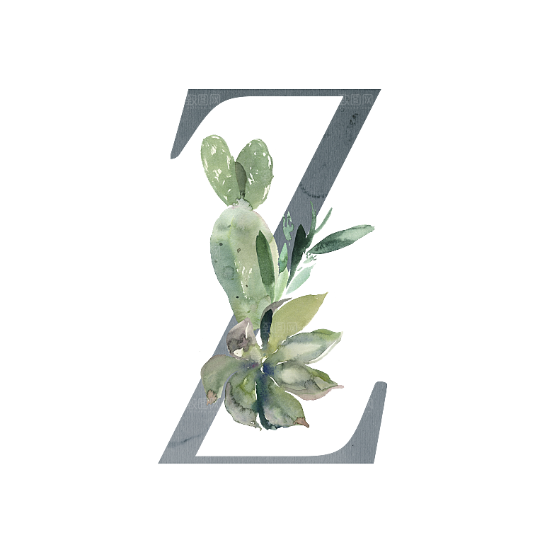数字仙人掌花卉植物设计素材