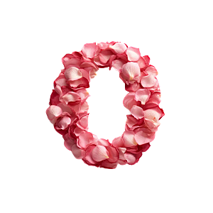 粉红色玫瑰花瓣数字0素材
