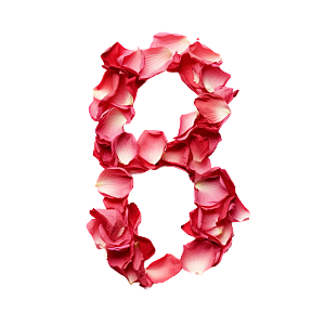 粉红色玫瑰花瓣数字8素材
