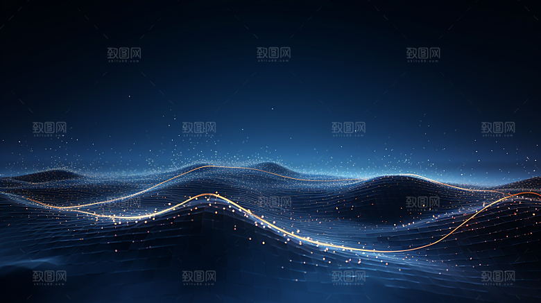 曲线波浪线光效粒子渐变炫彩酷炫科技感背景