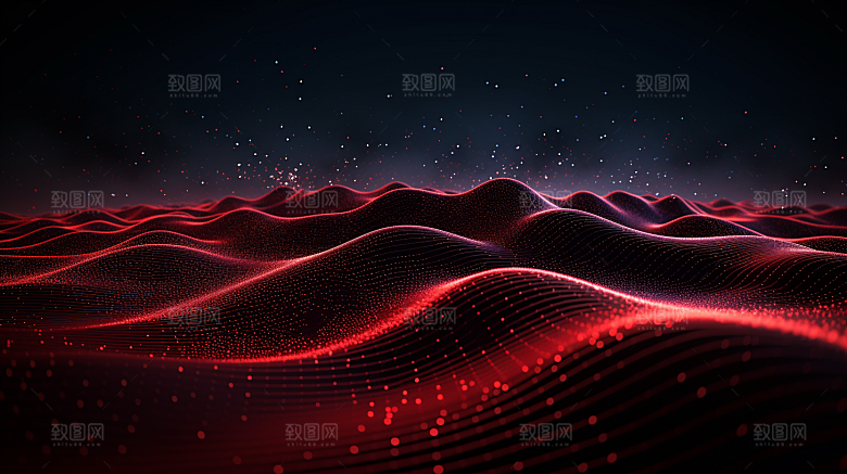 曲线波浪线光效粒子渐变炫彩酷炫科技感背景