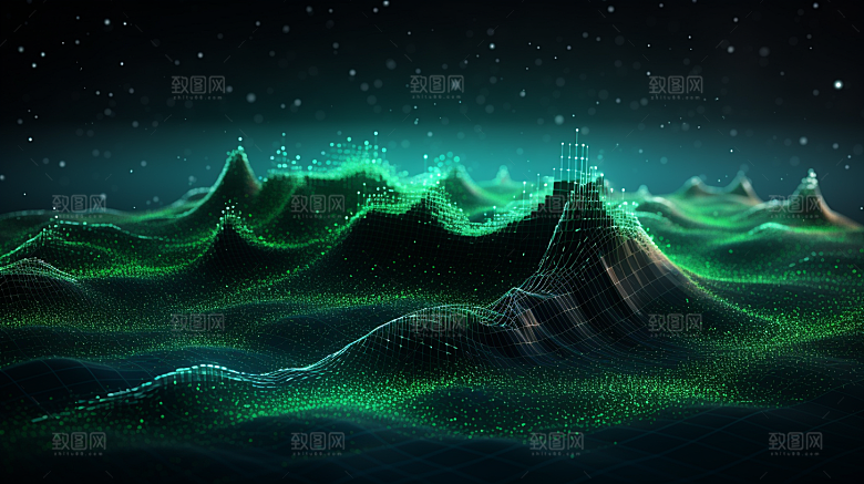 曲线波浪线光效粒子渐变炫彩酷炫科技感背景