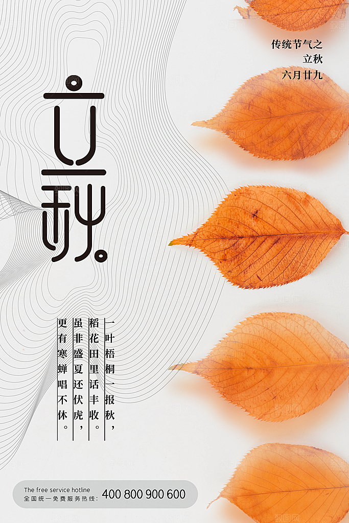 二十四24节气稻谷成熟立秋宣传节日海报