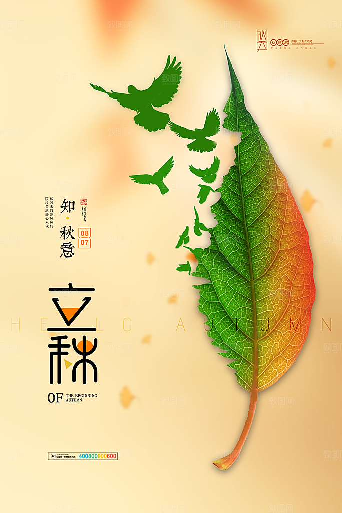 二十四24节气稻谷成熟立秋宣传节日海报