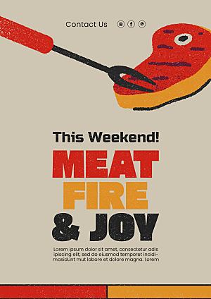 周末烤肉餐饮宣传海报