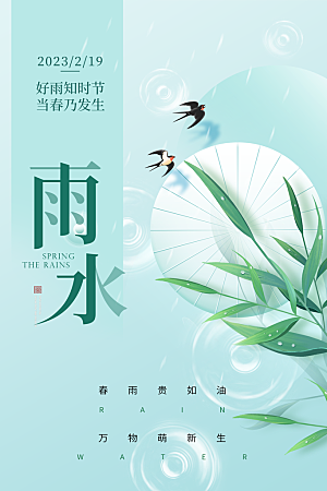 大气简约雨水节气海报