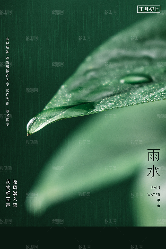 二十四节气雨水海报展板