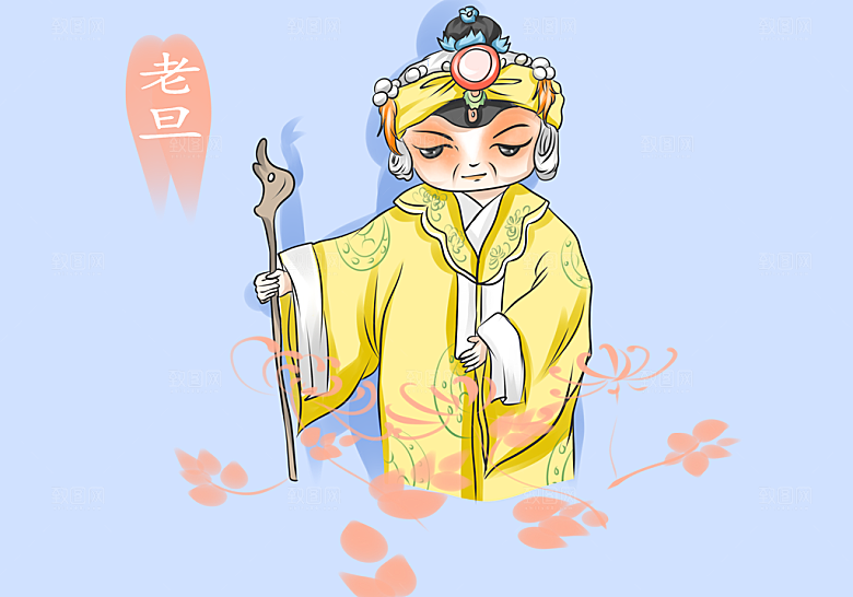 中国风国潮国粹戏曲人物脸谱插画