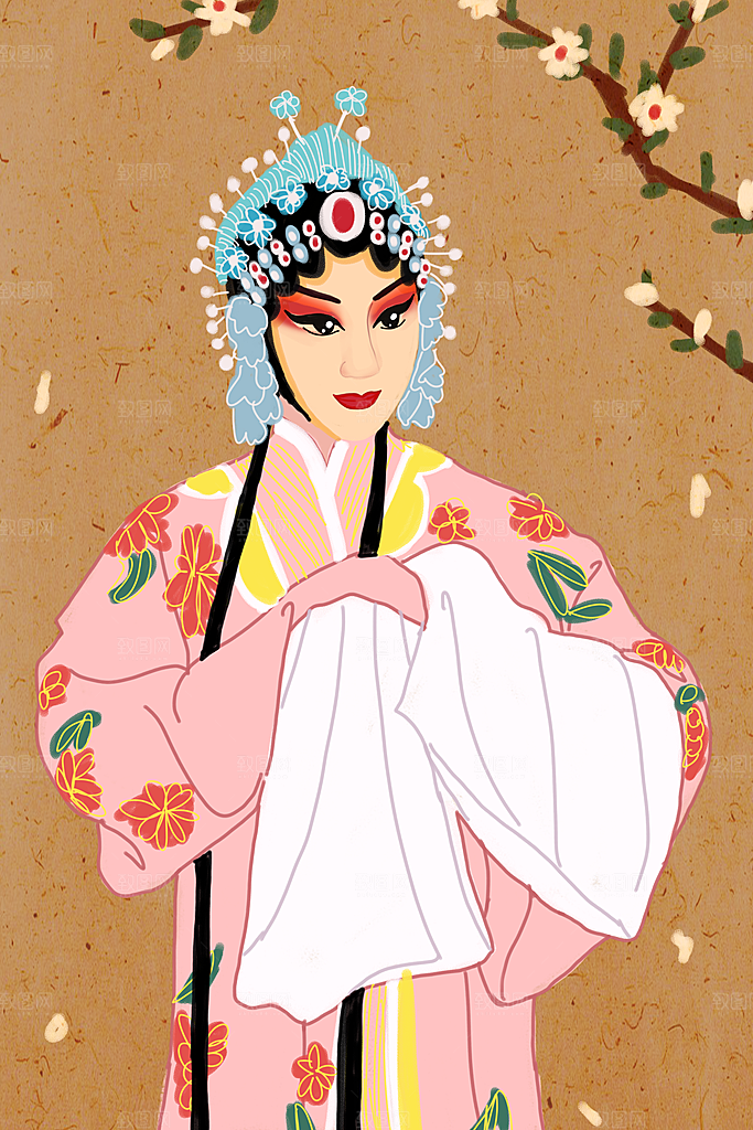 中国风国潮国粹戏曲人物脸谱插画
