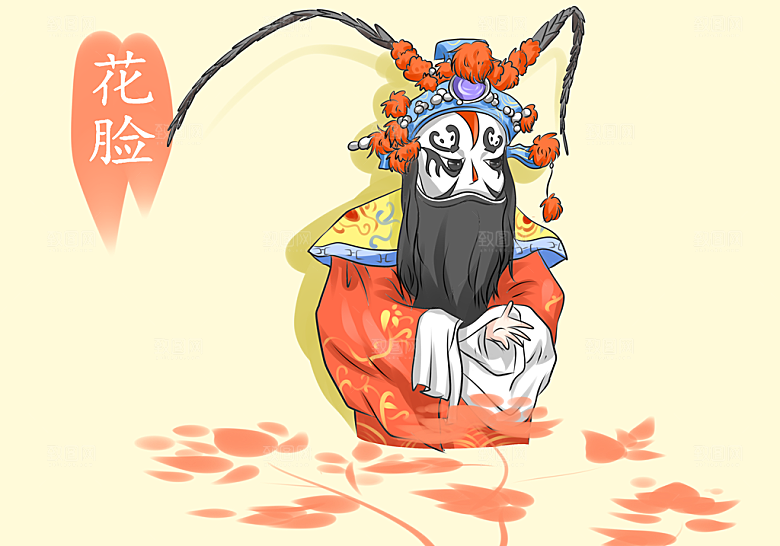 中国风国潮国粹戏曲人物脸谱插画
