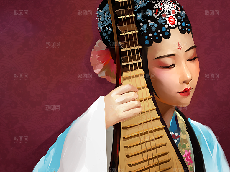 中国风国潮国粹戏曲人物脸谱插画