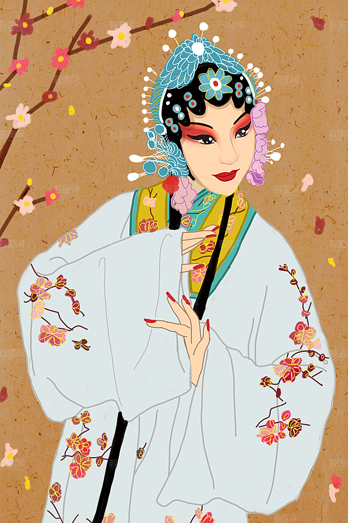 中国风国潮国粹戏曲人物脸谱插画
