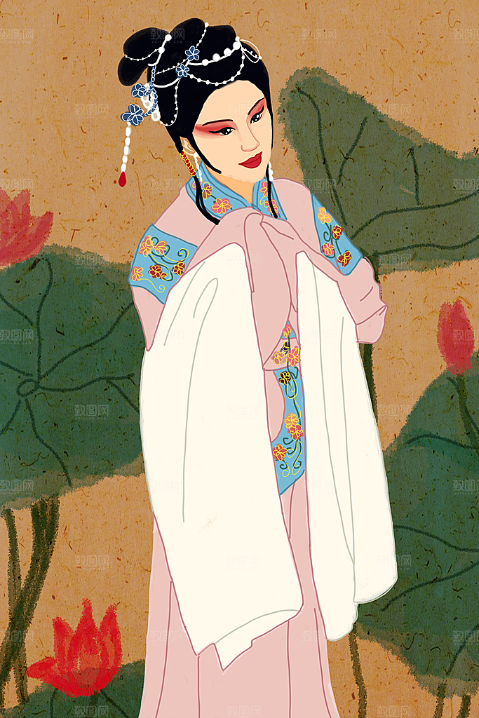 中国风国潮国粹戏曲人物脸谱插画