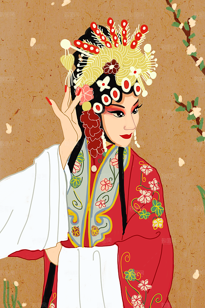 中国风国潮国粹戏曲人物脸谱插画