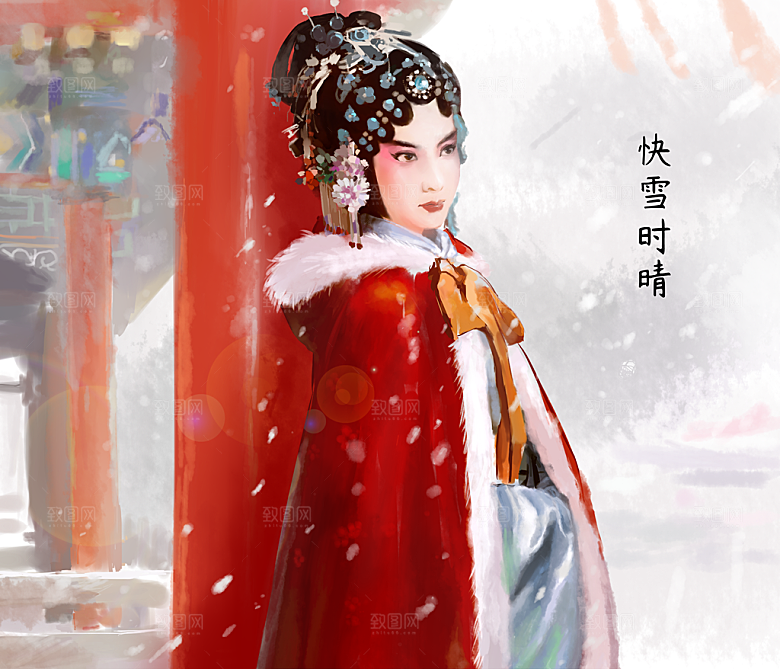 中国风国潮国粹戏曲人物脸谱插画