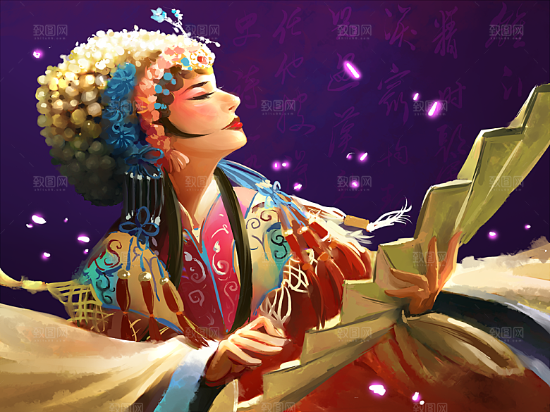 中国风国潮国粹戏曲人物脸谱插画