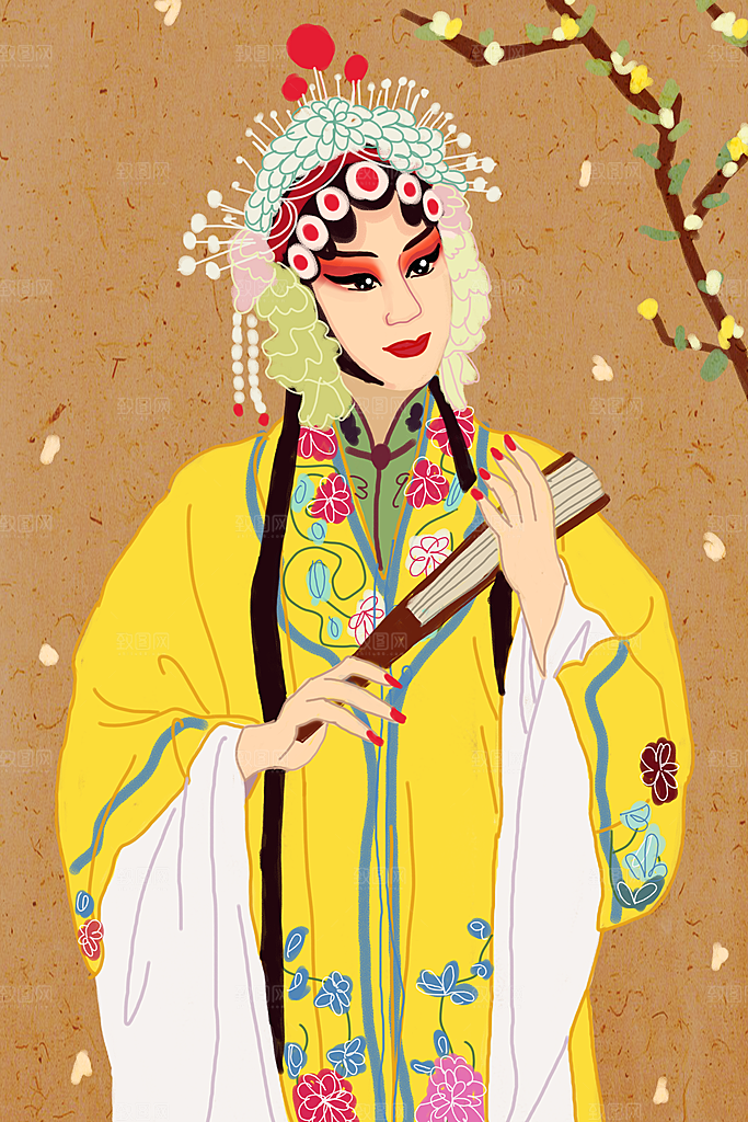 中国风国潮国粹戏曲人物脸谱插画